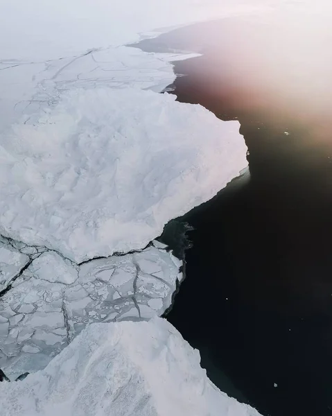 Jég Találkozik Tengerrel Grönlandon — Stock Fotó