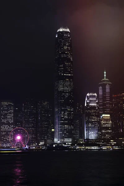 Nachtansicht Des Victoria Harbor Hongkong — Stockfoto
