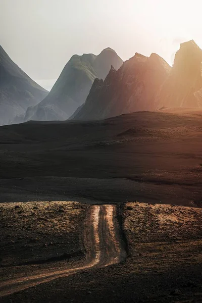 Malowniczy Widok Polną Drogę Wyżynie Islandii — Zdjęcie stockowe