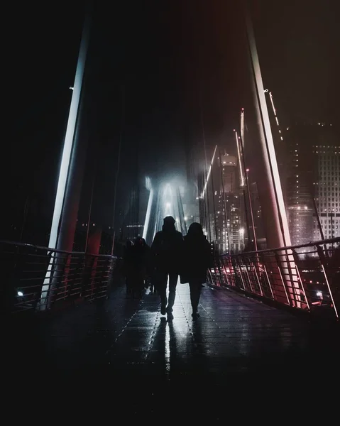 Manhattan Bridge Nachts New York City — Stockfoto