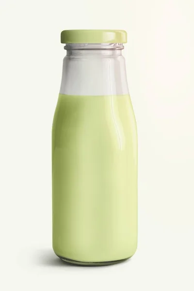 Melon Milk Tea Glass Bottle Mockup — Stock Photo, Image