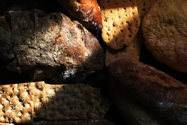 Συνδυασμοί Ιδέα Συνταγή Φωτογραφία Τροφίμων Ψωμί — Φωτογραφία Αρχείου