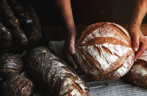 Ιδέες Συνταγή Φωτογραφία Τροφίμων Καρβέλια Ψωμί — Φωτογραφία Αρχείου