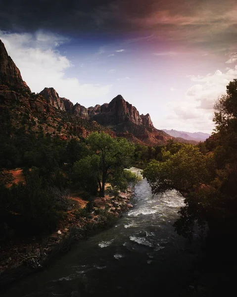 Fiume Vergine Nel Parco Nazionale Zion Nello Utah Usa — Foto Stock