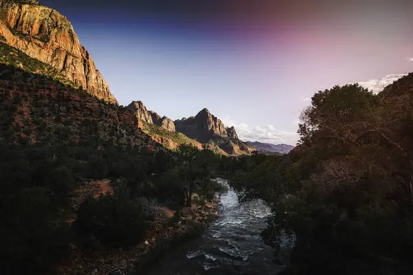 Fiume Vergine Nel Parco Nazionale Zion Nello Utah Usa — Foto Stock