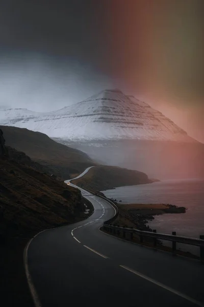 Scenic Freeway Lake Faroe Islands — Stock Photo, Image