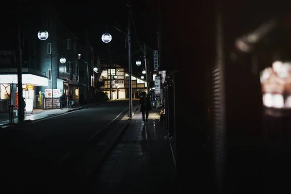 Nachtzicht Van Een Straat Japan — Stockfoto
