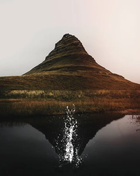 Kirkufjell Στην Ομίχλη Ισλανδία — Φωτογραφία Αρχείου