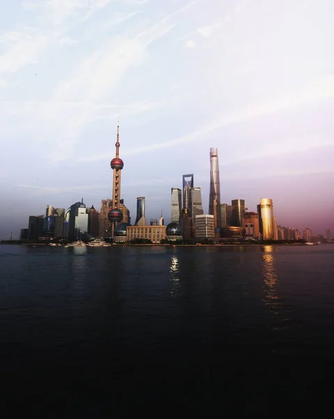 Вид Шанхай Реку Хуанпу Китай — стоковое фото