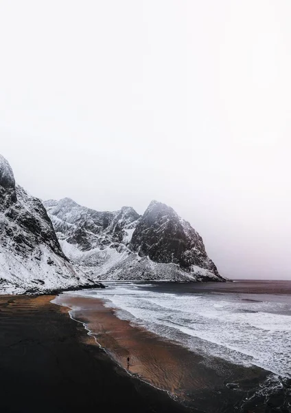 Plaja Kvalvika Insulele Lofoten Norvegia — Fotografie, imagine de stoc