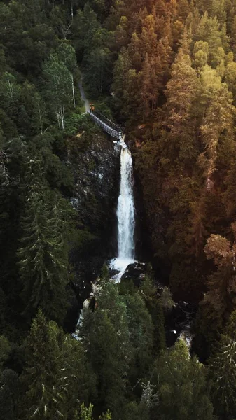 Blick Auf Plodda Falls Schottland Drohne Schoss Mobiltelefon Tapete — Stockfoto