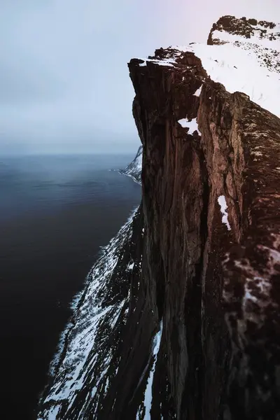 Montaña Segla Cubierta Nieve Noruega — Foto de Stock