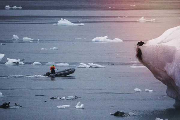 Σκάφος Παγετώδη Λιμνοθάλασσα Νοτιοανατολική Ισλανδία — Φωτογραφία Αρχείου