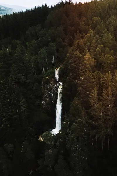 Προβολή Του Plodda Falls Σκοτία Drone Shot — Φωτογραφία Αρχείου