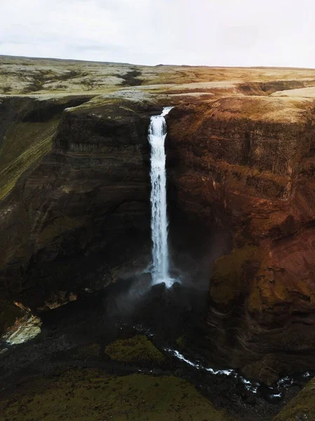 Drohnenaufnahme Des Haifoss Wasserfalls Island — Stockfoto