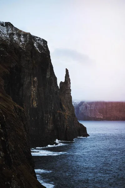 Veduta Trllkonufingur Dito Delle Streghe Isola Nelle Isole Faroe — Foto Stock