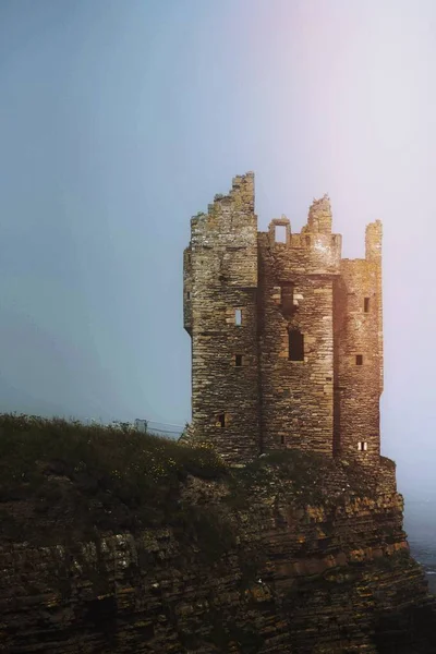 Vista Nebulosa Castelo Keiss Escócia — Fotografia de Stock