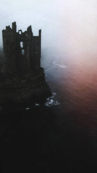 Misty Άποψη Του Κάστρου Keiss Σκωτία — Φωτογραφία Αρχείου