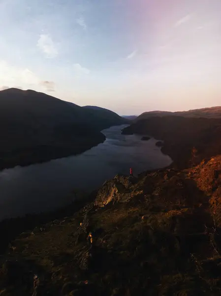 Drone Shot Van Raven Crag Thirlmere Reservoir Bij Lake District — Stockfoto