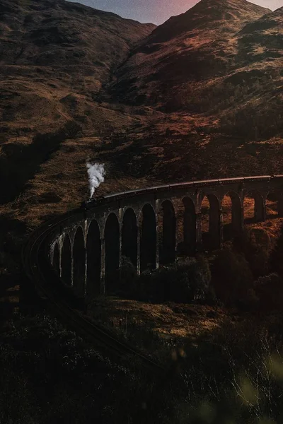Comboio Viaduto Glenfinnan Escócia — Fotografia de Stock