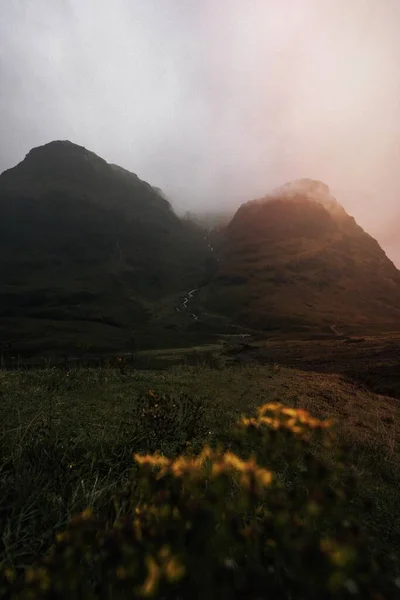 Köd Terep Glen Etive Skócia — Stock Fotó