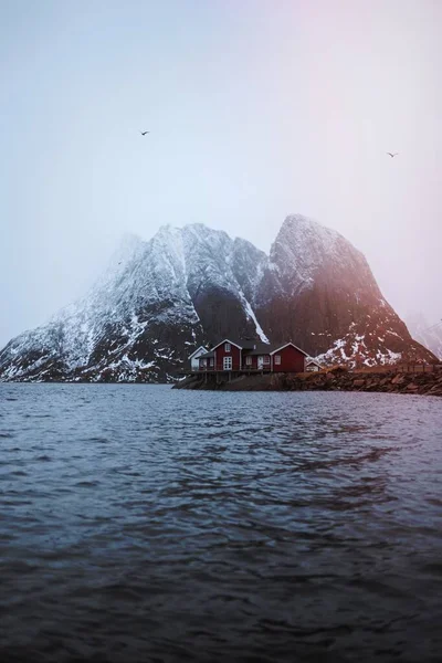 Cabine Pesca Rosse Hamnoy Norvegia — Foto Stock