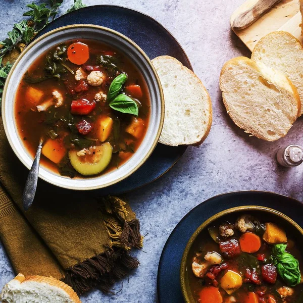 Homemade Crockpot Vegetable Soup — Stock Photo, Image