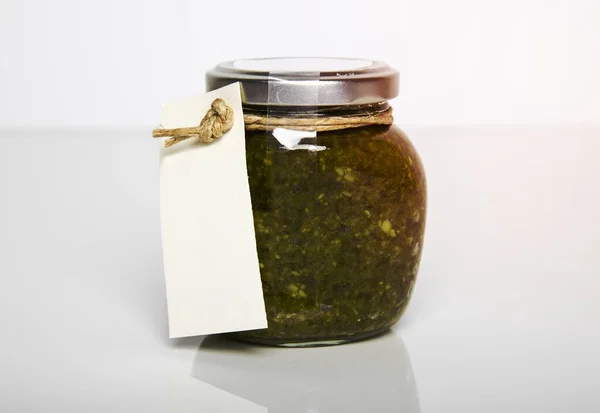 Jar Green Herby Paste — Stock Photo, Image