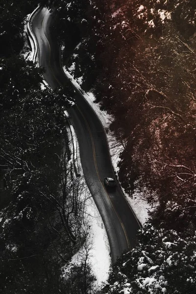 Aerial View Road Winter — Stock Photo, Image