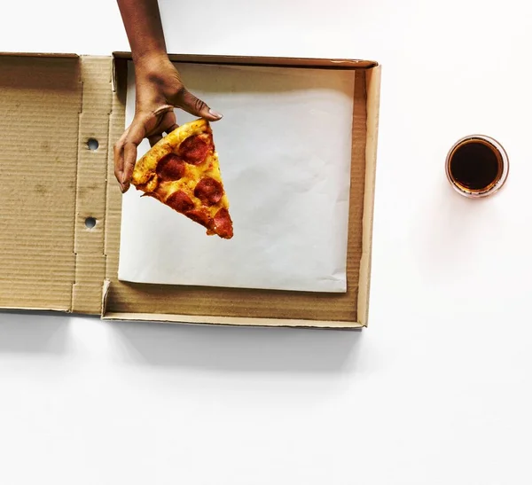 Ultima Fetta Pizza Una Scatola — Foto Stock