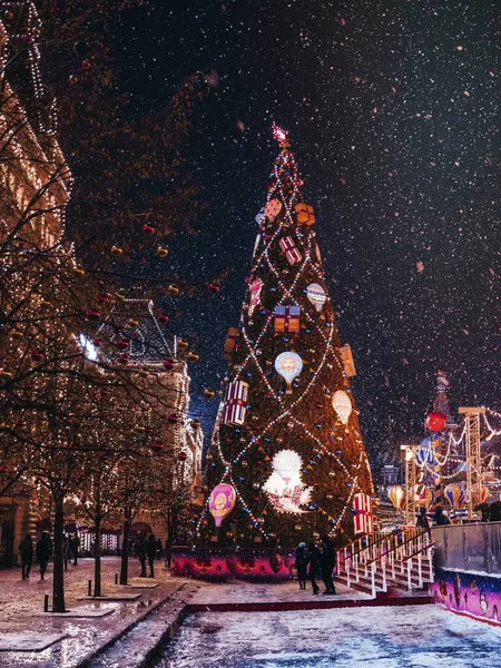 Christmas Night Moscow Russia — Stock Photo, Image
