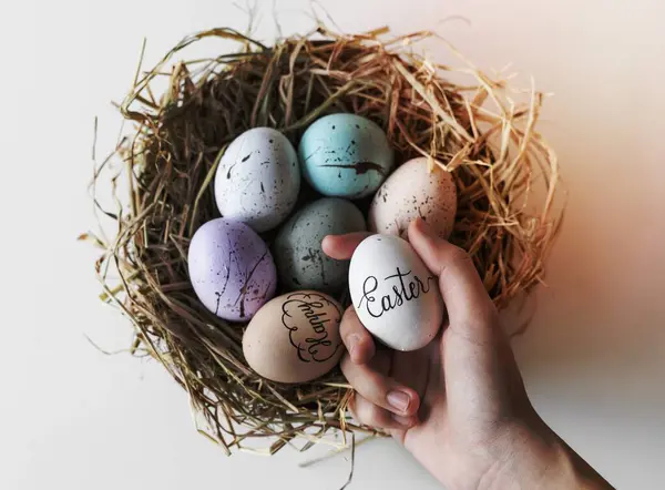 stock image Closeup of easter eggs