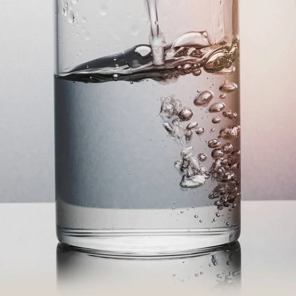 Макро Знімок Заливки Води Склянку — стокове фото