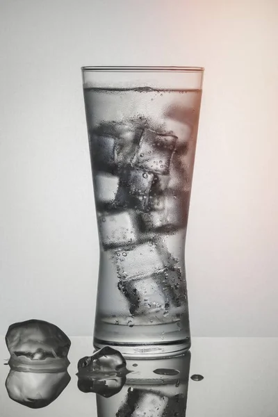 Glas Water Met Ijs Macro Shot — Stockfoto