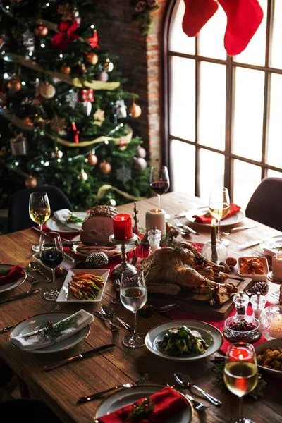 Vánoční Rodinný Jídelní Stůl Concept — Stock fotografie