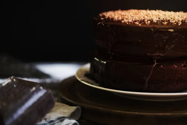 巧克力蛋糕食品摄影配方的想法 — 图库照片