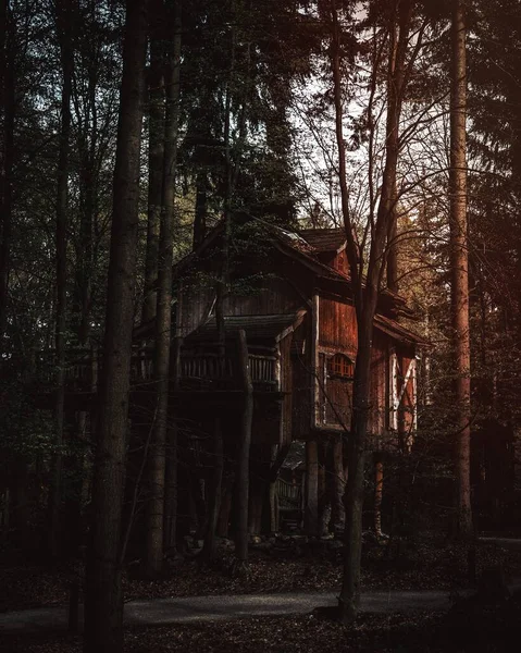 Old Wooden House Wildparadies Stromberg Wildlife Park Germany — Stock Photo, Image