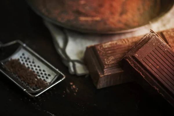 Gros Plan Barres Chocolat Noir — Photo