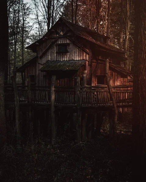 Stary Drewniany Dom Parku Dzikiej Przyrody Wildparadies Stromberg Niemcy — Zdjęcie stockowe