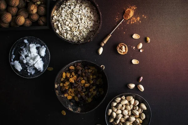 Сушеные Орехи Овес Приготовления Пищи — стоковое фото