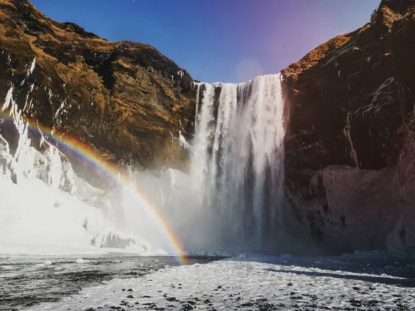 Uma Vista Cachoeira Skgafoss Islândia — Fotografia de Stock