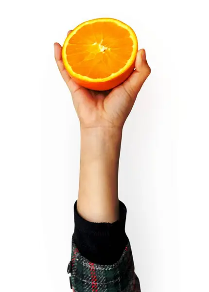 手握橙分离概念 — 图库照片