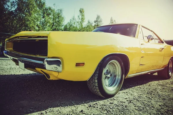 Close Carro Amarelo Vintage — Fotografia de Stock