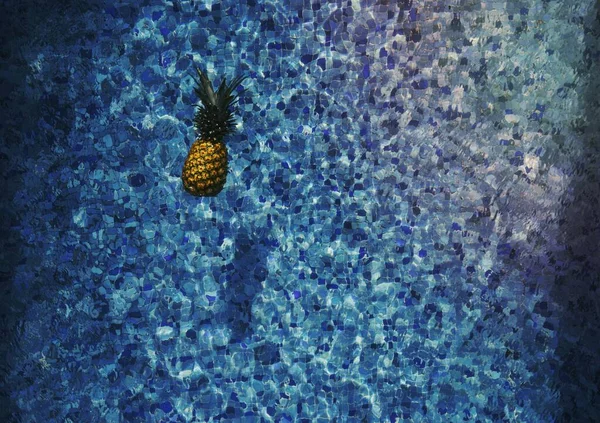游泳池里的热带菠萝 — 图库照片