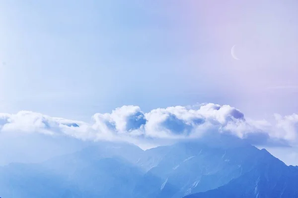 Blå Måne Över Zillertal Alperna Italien — Stockfoto
