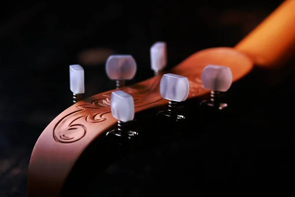 Fotografia Close Brown String Instrument Headstock — Fotografia de Stock