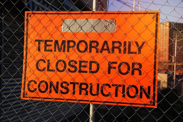 Naranja Negro Temporalmente Cerrado Para Señalización Construcción — Foto de Stock
