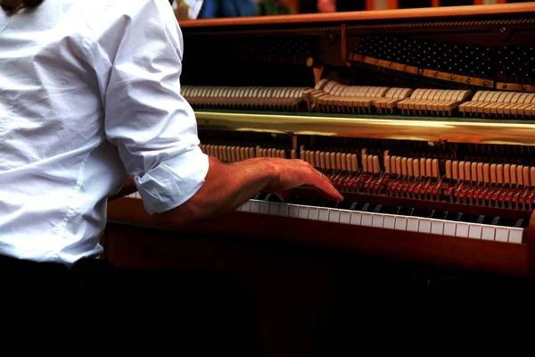 Коричневе Біле Бежеве Піаніно — стокове фото