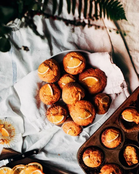 Muffins Cupcakes Eten Eten Bakken Dessert Ontbijt Lunch Diner Tafel — Stockfoto