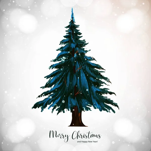 Merry Christmas Happy New Year Greeting Card Tree White Background — Stock Photo, Image
